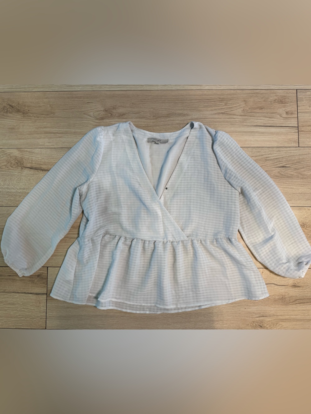 White Peplum Blouse - Women L